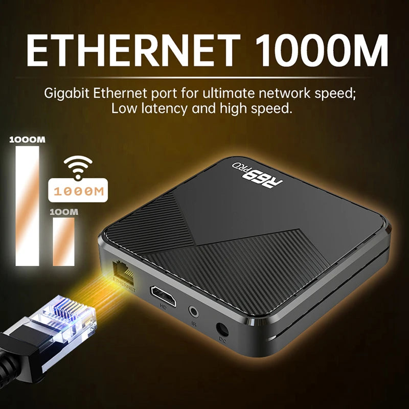 Janmifly R69 PRO Set Top Box Android 14 Allwinner H728 WiFi 6 Supporto Ultra HD 8K Bluetooth 5.0 smart tv box Netflix YouTube