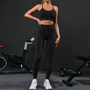 2 pezzi tuta da donna Seamless Yoga Set allenamento abbigliamento sportivo palestra - immagine 6