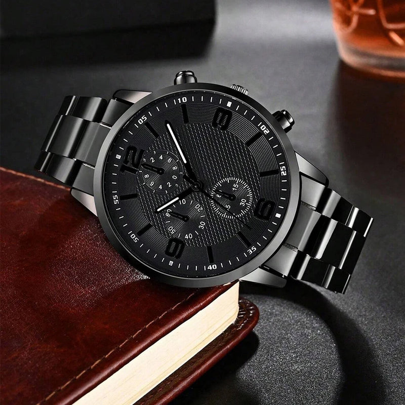 Set Uomo 4 Pezzi con Orologio – Bracciale, Collana e Anello, Idea Regalo Perfetta - Campeda