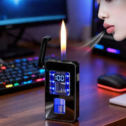 Accendino a Doppia Fiamma Intelligente di Stile Antivento in Metallo - immagine 2