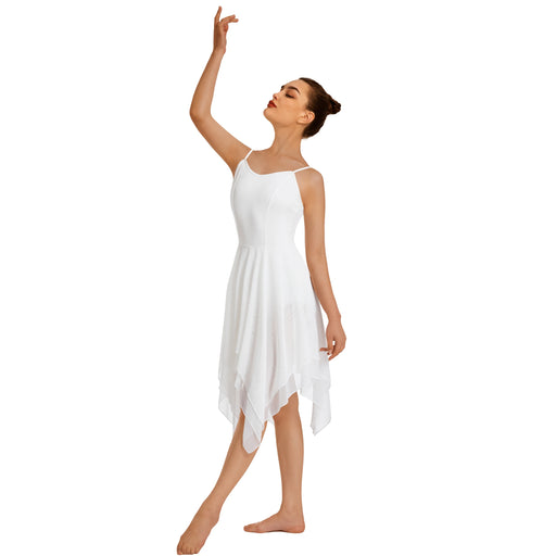 Abito lirico moderno da donna Canotta Costume ballo Balletto Asimmetrico Alto-Basso - immagine 2