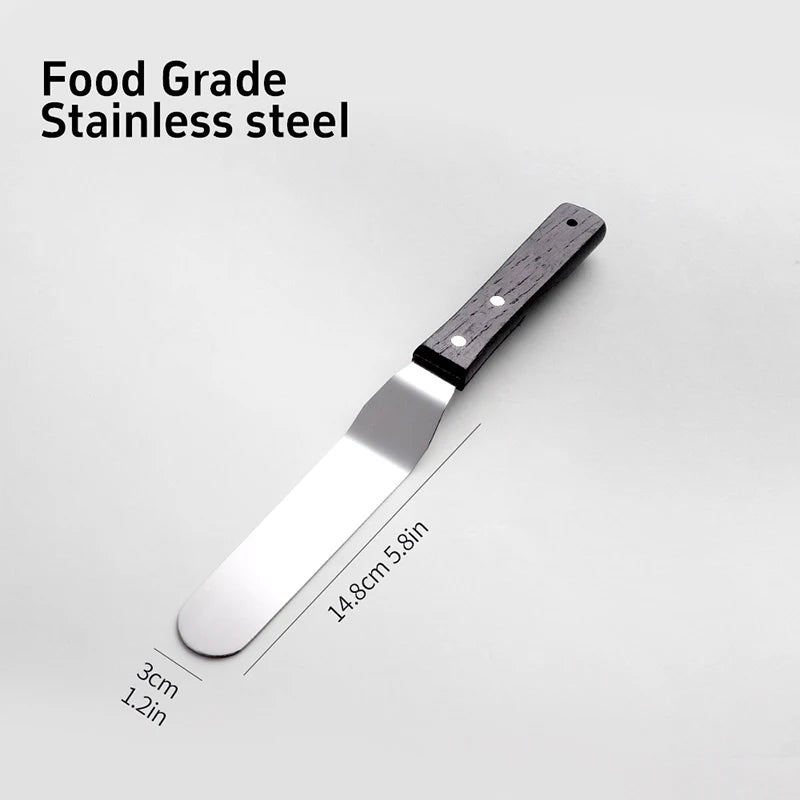 Spatola liscia in acciaio inossidabile con manico in legno per glassa al burro e glassa da cucina Utensili fai da te per torte 4/6/8/10