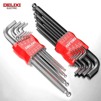 Set di chiavi a brugola elettriche DELIXI, Set di cacciaviti con chiave esagonale a brugola con coppia universale Sleev lunga metrica, per moto, biciclette