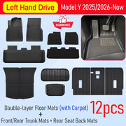 Tappetini Tesla Model Y Juniper 2025-2026 – Set Completo Bagagliaio + Schienale + Cargo Liner Impermeabili Antigraffio Accessori Interni - Campeda