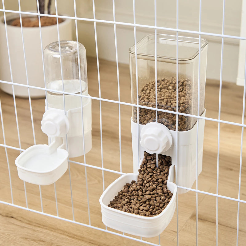 Ciotola per gabbia sospesa gatti cani con mangiatoia automatica animali domestici - White-Set - immagine 6