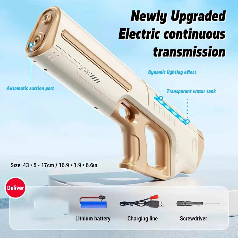 Pistole ad acqua elettriche per adulti Potente spruzza d'acqua automatica Aspirazione d'acqua Blasters Estate Giocattolo da spiaggia all'aperto per ragazzi Regalo per bambini