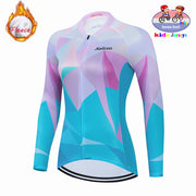 Maglia da ciclismo in pile termico invernale per bambini Set MTB Bicicletta Ragazza - immagine 15