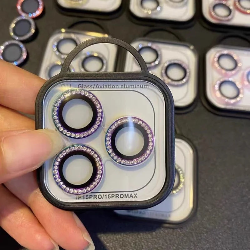 2-3 pezzi glitter diamante copertura protettiva per obiettivo fotocamera per IPhone 17 16 15 14 Pro Max 14 16 Plus protezione strass rosa bling