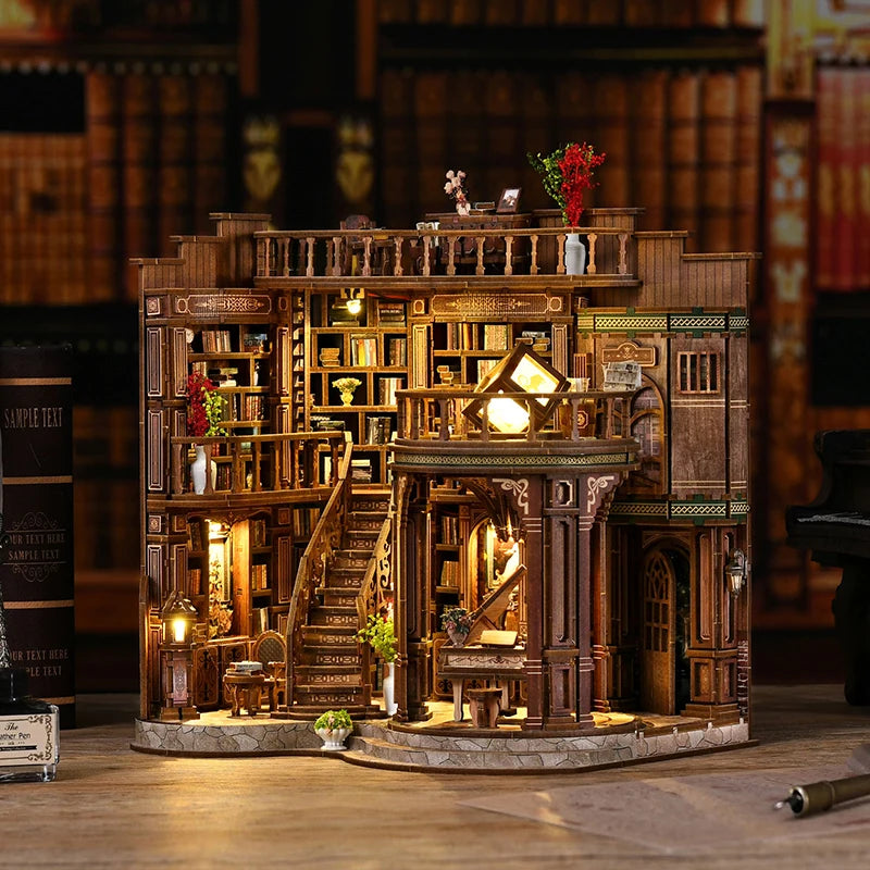 DIY Dream Study Book Nook in Legno  Puzzle 3D creativo da assemblare per libreria e decorazione