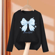 T-shirt con fiocco primaverile e autunnale per neonate Top in cotone a maniche - Bow-Black 3 tonnellate - immagine 8