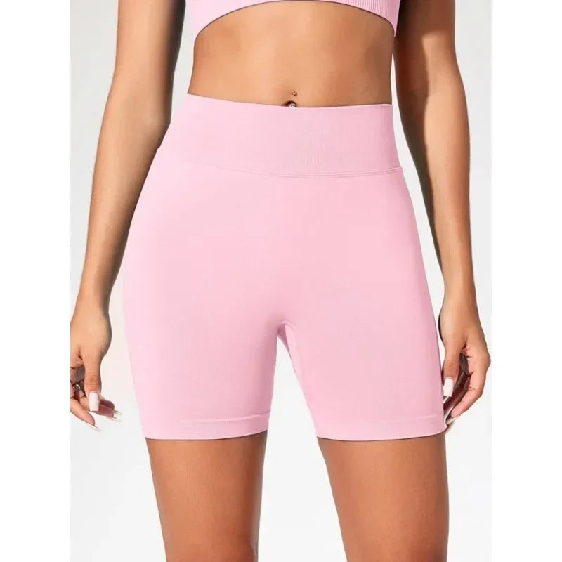 Pantaloncini da yoga estivi a vita alta per donna Pantaloni da fitness da corsa alla moda e sexy Leggings da yoga tinta unita Collant elastici
