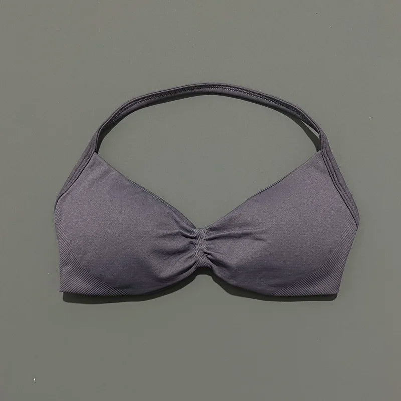 Reggiseno sportivo con spalline Intimo yoga Donna Palestra Top Corsa Esercizio senza - Mushroom Grey - immagine 22