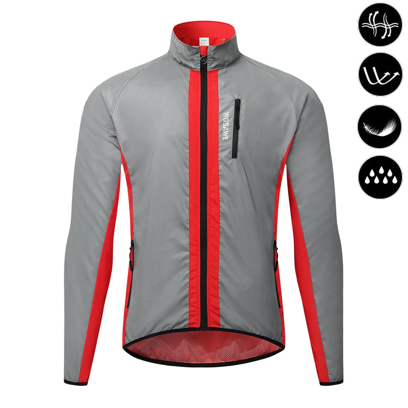 WOSAWE Giacca da ciclismo riflettente Autunno inverno a vento bicicletta moto morbida - Red Jacket EU S (ASIA M) - immagine 1