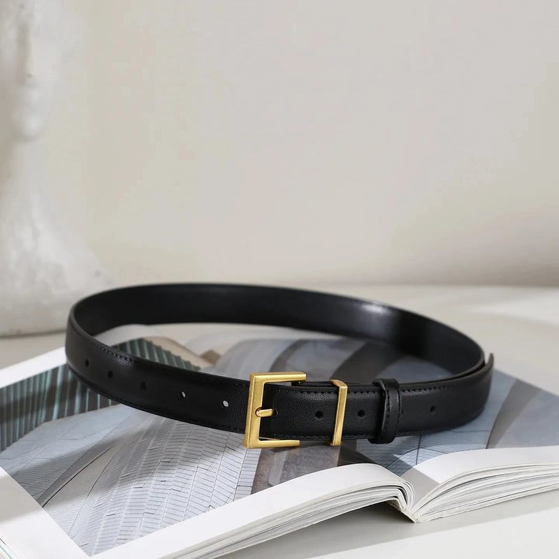 Cintura di Lusso in Pelle Vacchetta per Donne - black D - immagine 16