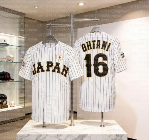 Maglia da Baseball OHTANI Numero 16 Decorata con Patchwork