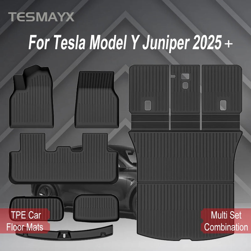 Tappetini Tesla Model Y Juniper 2025-2026 – Set Completo Bagagliaio + Schienale + Cargo Liner Impermeabili Antigraffio Accessori Interni - Campeda