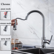 Rubinetto da cucina nero Estraibile Lavello Miscelatore per spruzzatore a flusso - CF04021CP Cromato - immagine 11