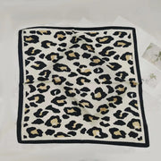 Foulard donna effetto seta 68 cm stampa leopardata retrò, sciarpa quadrata elegante per capelli, collo e accessori borsa - Campeda