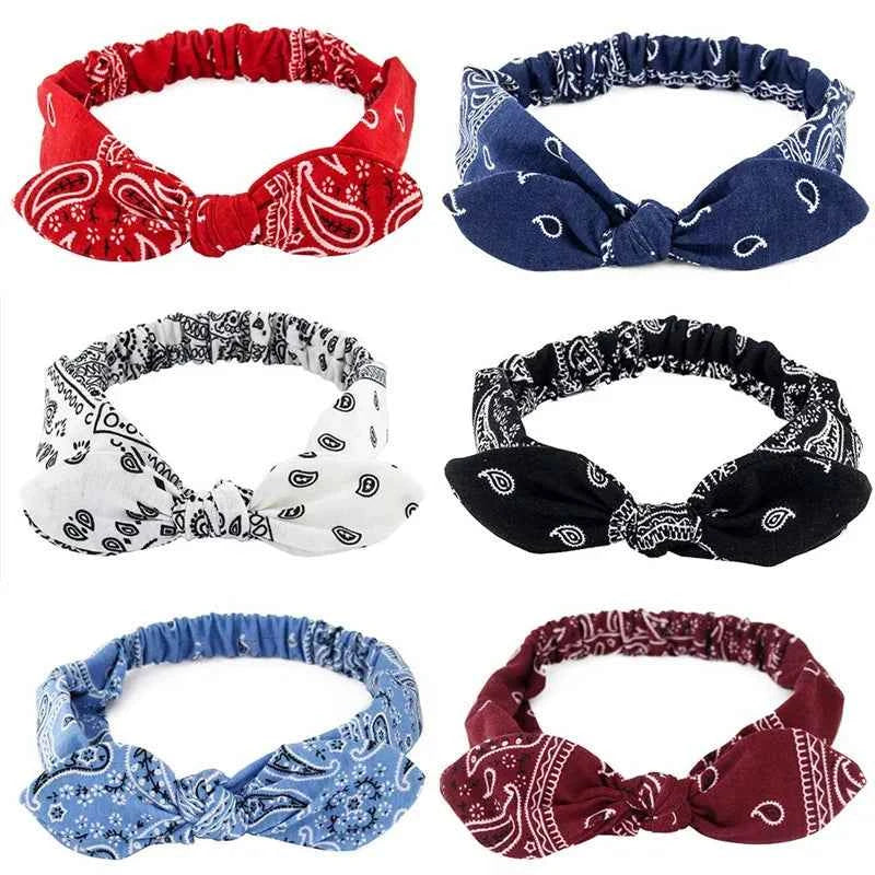 New Boho Women fasce morbide con stampa solida fasce per capelli elastiche con nodo incrociato Vintage turbante bandane fasce per capelli per ragazze accessori per capelli