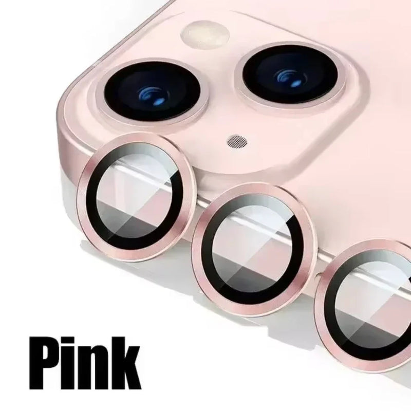Protezione obiettivo fotocamera in vetro temperato rosa per iPhone
