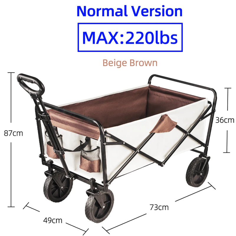 Carrello Pieghevole Heavy Duty – Grande Capacità per Campeggio, Spiaggia, Giardino & Outdoor - Campeda