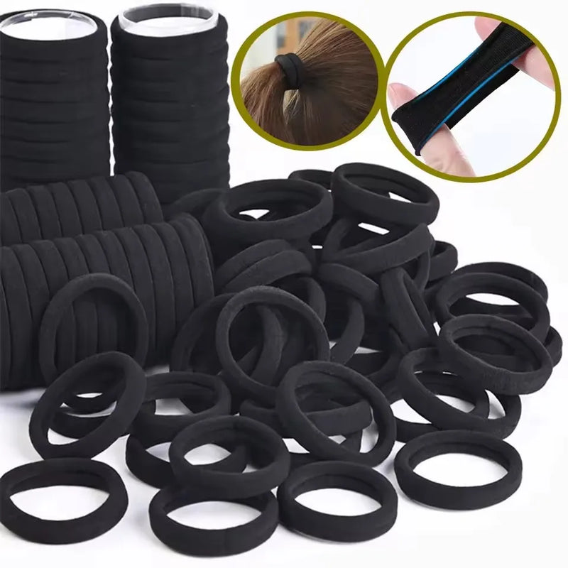 50/100 Pezzi Elastici Neri per Capelli Fasce Elastiche ad Alta Elasticità