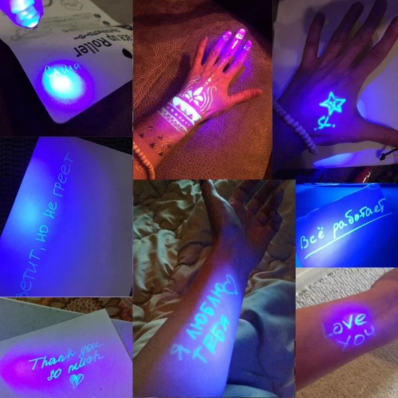 Divertente penna a inchiostro invisibile con matita magica a luce UV per soldi messaggio segreto fluorescente scrittura penna da disegno penne a sfera 1 pezzo