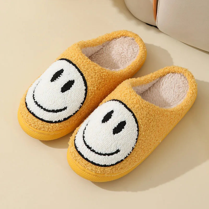 Sorriso carino Pantofole soffici da donna Inverno Interno Punta chiusa Pantofole calde per coppia Donna antiscivolo Tacco piatto Pelliccia Scivoli per la casa Scarpe