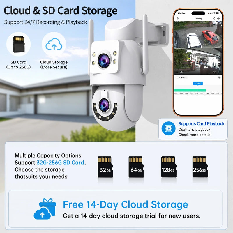 Jooan 4K 8MP HD Wifi PTZ Telecamera Esterna 5G Dual Lens Telecamere IP - immagine 5