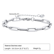 Bracciale a catena da donna color argento bracciali impilabili in acciaio inossidabile - immagine 14