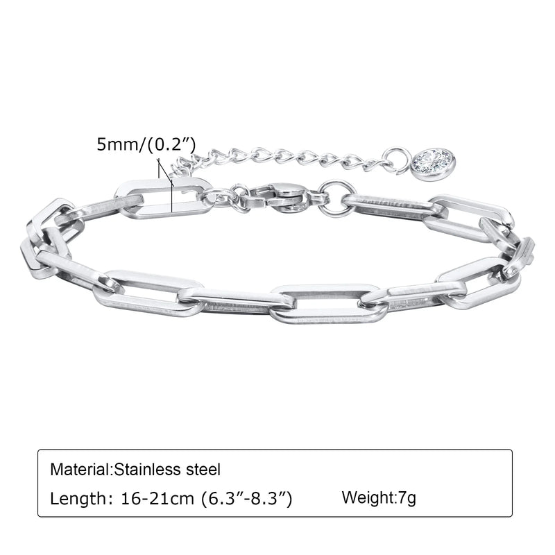 Bracciale a catena da donna color argento bracciali impilabili in acciaio inossidabile - immagine 14