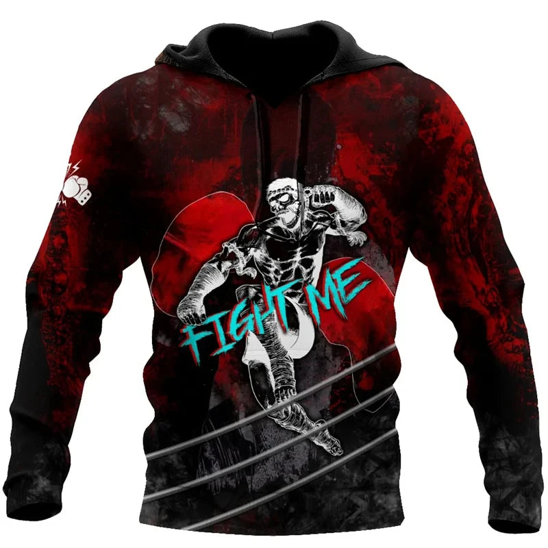 Felpa con cappuccio da boxe stampa 3D di moda abbigliamento uomo sportivo Pop - immagine 3