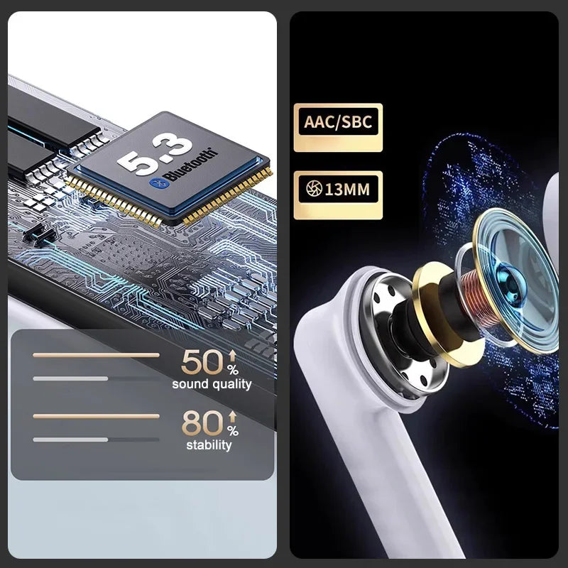 W919 Auricolari wireless Cuffie Bluetooth TWS 5.3 Auricolari stereo Cuffie Hifi Microfono HD per IPhone Cuffie musicali