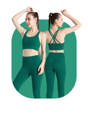 Completo fitness donna ZHUMU GYM – set yoga 2 pezzi con leggings con tasche, traspirante e quick dry - Campeda