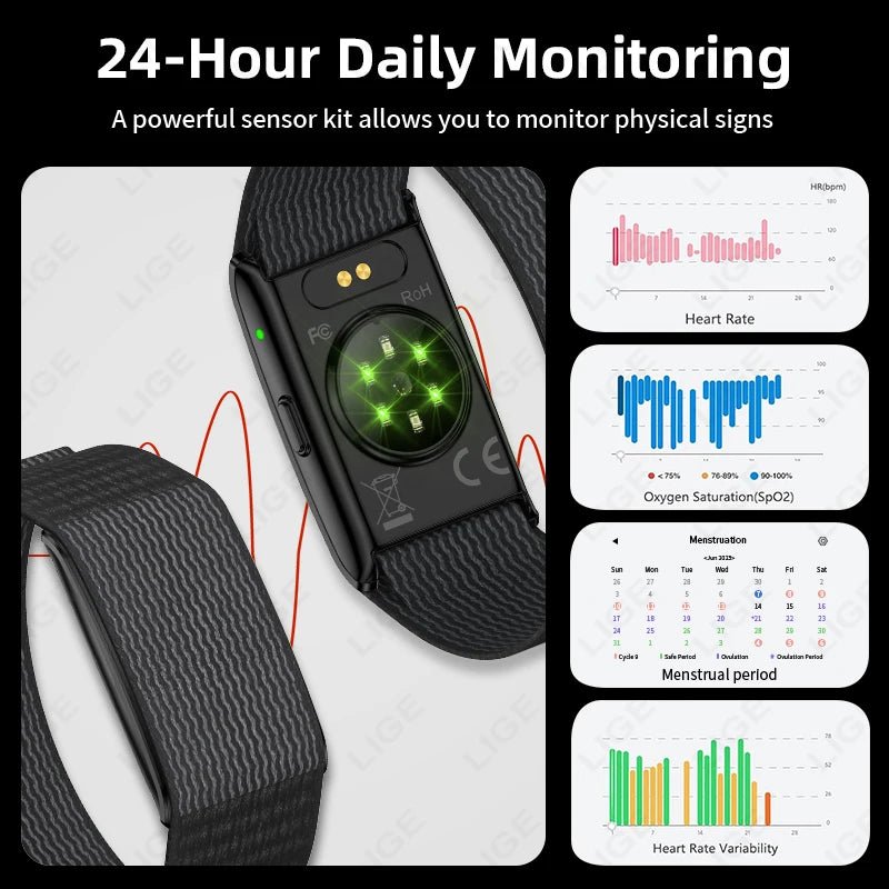 LIGE Braccialetti intelligenti senza schermo con frequenza cardiaca Sonno AI Monitor - immagine 3