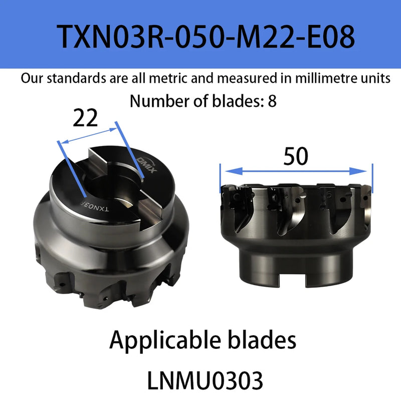 DMIX EXN03R Barra per fresa LNMU0303 Portautensili per fresatura con inserto bifacciale ad avanzamento rapido
