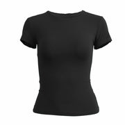 Abbigliamento donna T-shirt manica corta Slim Fit Top O-Collo Guaina lavorata a maglia - immagine 8