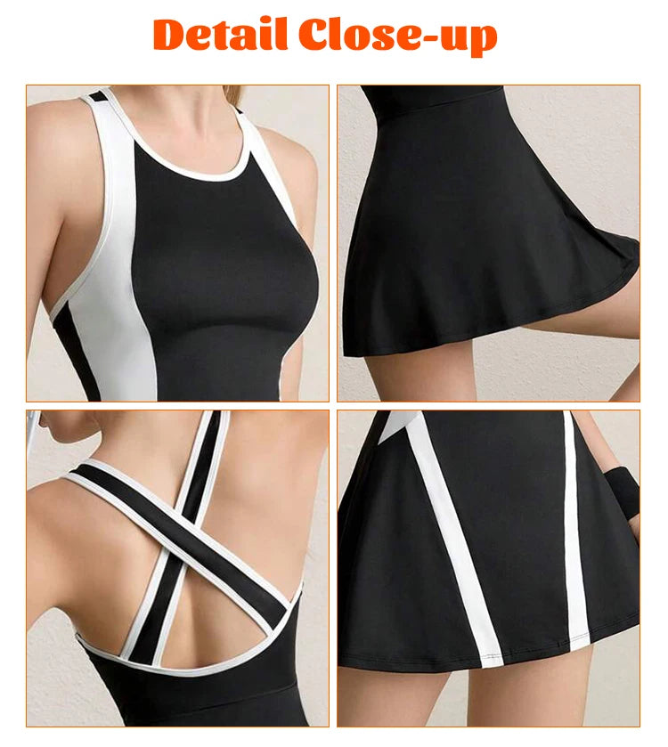 Abito da tennis senza maniche donna color block - immagine 5