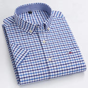 Camicia Oxford da uomo Bamboople – maniche corte, traspirante, casual business, plaid, estate e primavera - Campeda