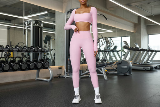 Completo fitness donna 2 pezzi hearuisavy – leggings push up vita alta e top maniche lunghe, traspirante quick dry - Campeda