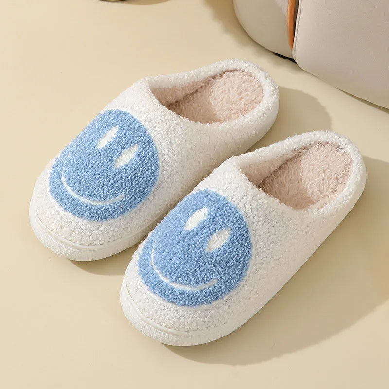 Sorriso carino Pantofole soffici da donna Inverno Interno Punta chiusa Pantofole calde per coppia Donna antiscivolo Tacco piatto Pelliccia Scivoli per la casa Scarpe