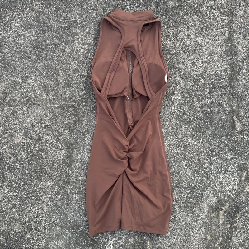 Pantaloncini da yoga attillati in vita con scrunch tinta unita Set donna cerniera - immagine 9
