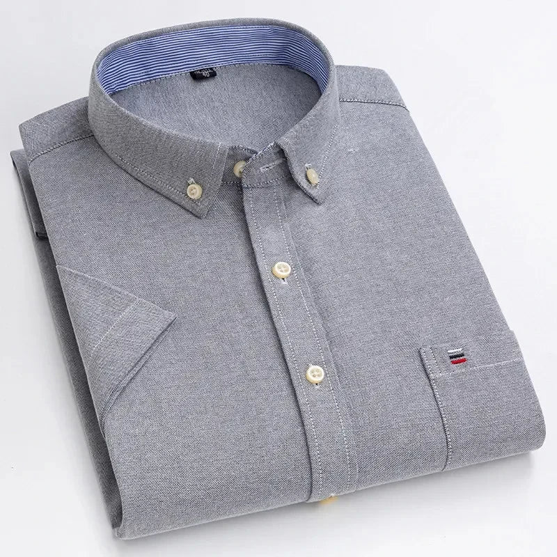 Camicia Oxford da uomo Bamboople – maniche corte, traspirante, casual business, plaid, estate e primavera - Campeda