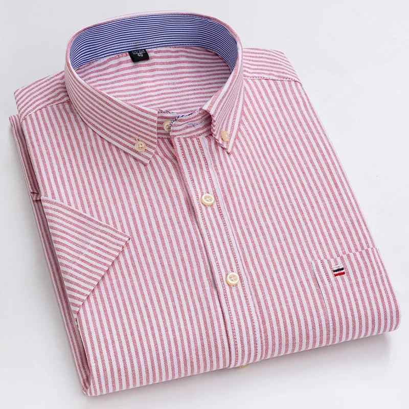 Camicia Oxford da uomo Bamboople – maniche corte, traspirante, casual business, plaid, estate e primavera - Campeda