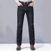 Jeans dritti da uomo Tsingyi – smart casual, elasticizzati, vita media, blu e nero - Campeda