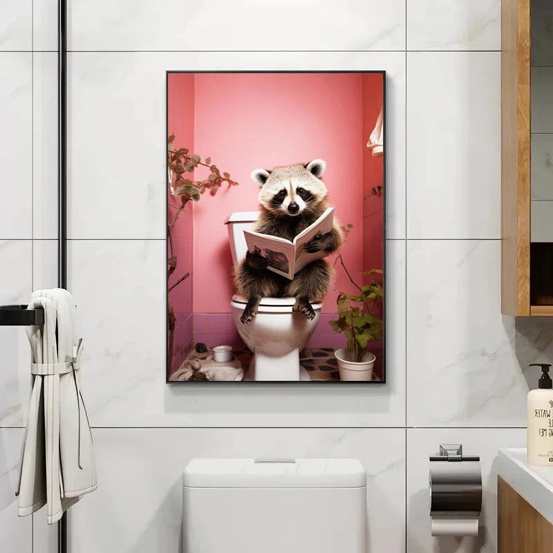 Scimpanzé Elefante Panda Animali Poster Stampa Divertente Arte Immagine da parete Pittura su tela per bagno Toilette Decorazioni per la casa Regalo