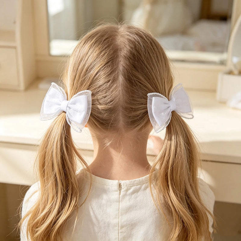 Fiocchi per capelli bambine set da 2 pezzi graziosi a doppio strato - immagine 12