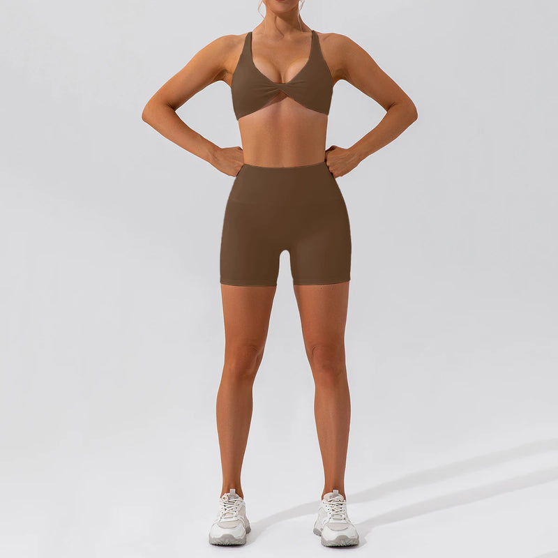 Completo fitness donna 2 pezzi hearuisavy – leggings push up vita alta e top maniche lunghe, traspirante quick dry - Campeda