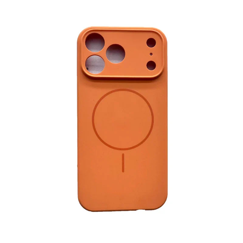 Custodia silicone arancione per iPhone 17 Pro Max con ricarica wireless magnetica