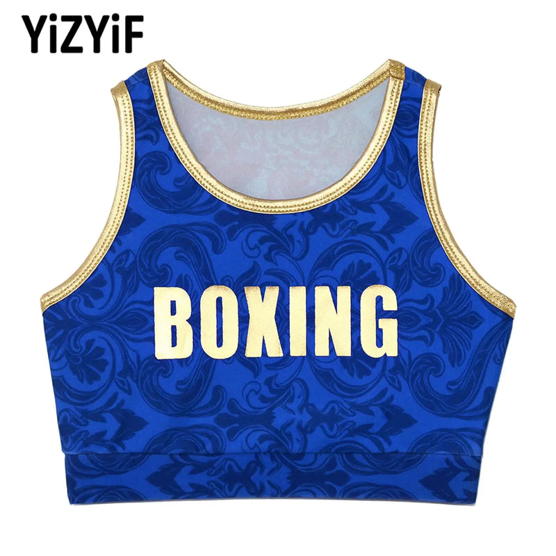 Top corto da boxe per bambine senza maniche girocollo
